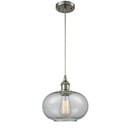 Gorham Mini Pendant shown in the Brushed Satin Nickel finish with a Charcoal shade