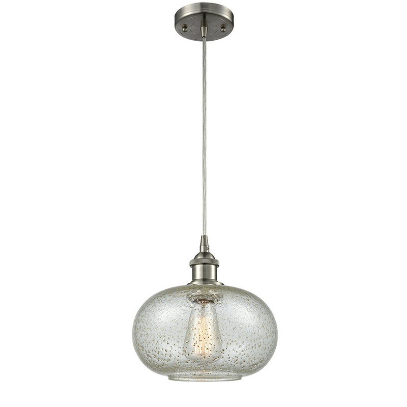 Gorham Mini Pendant shown in the Brushed Satin Nickel finish with a Mica shade