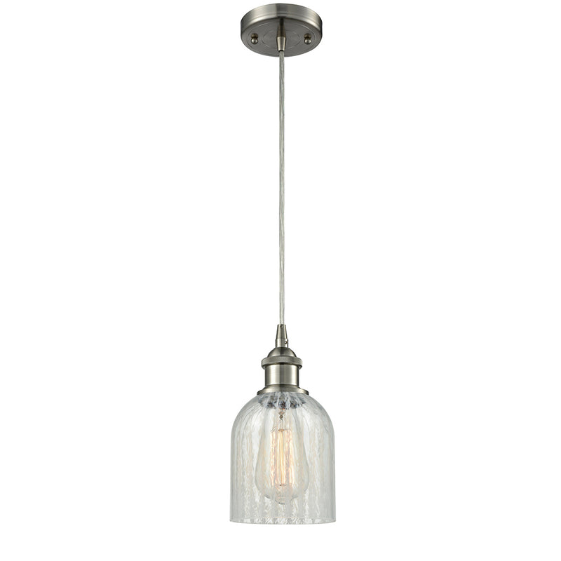 Caledonia Mini Pendant shown in the Brushed Satin Nickel finish with a Mouchette shade