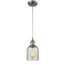 Caledonia Mini Pendant shown in the Brushed Satin Nickel finish with a Mica shade