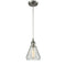 Conesus Mini Pendant shown in the Brushed Satin Nickel finish with a Clear Crackle shade