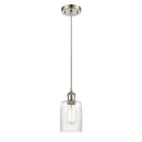 Hadley Mini Pendant shown in the Brushed Satin Nickel finish with a Clear shade