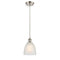 Castile Mini Pendant shown in the Brushed Satin Nickel finish with a White shade