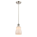 Ellery Mini Pendant shown in the Brushed Satin Nickel finish with a White shade