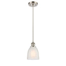 Brookfield Mini Pendant shown in the Brushed Satin Nickel finish with a White shade