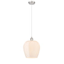 Norfolk Mini Pendant shown in the Brushed Satin Nickel finish with a Matte White shade