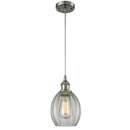 Eaton Mini Pendant shown in the Brushed Satin Nickel finish with a Clear shade