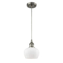 Fenton Mini Pendant shown in the Brushed Satin Nickel finish with a Matte White shade