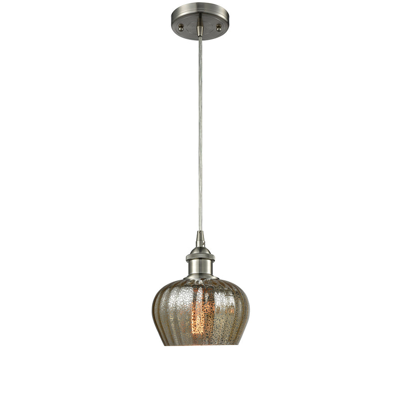 Fenton Mini Pendant shown in the Brushed Satin Nickel finish with a Mercury shade