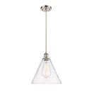 Ballston Cone Mini Pendant shown in the Brushed Satin Nickel finish with a Clear shade