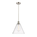 Ballston Cone Mini Pendant shown in the Brushed Satin Nickel finish with a Seedy shade