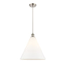 Ballston Cone Pendant shown in the Brushed Satin Nickel finish with a Matte White shade