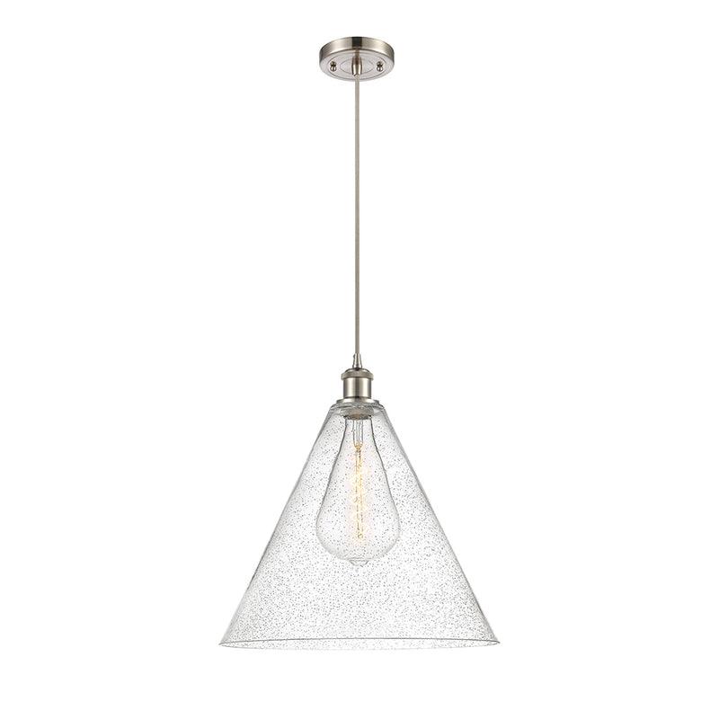 Ballston Cone Pendant shown in the Brushed Satin Nickel finish with a Seedy shade