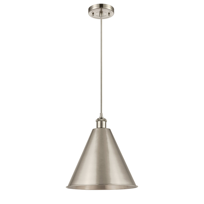 Ballston Cone Mini Pendant shown in the Brushed Satin Nickel finish with a Brushed Satin Nickel shade