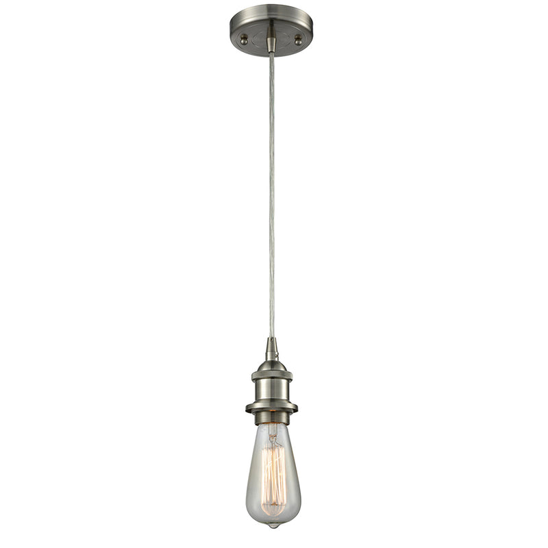 Bare Bulb Mini Pendant shown in the Brushed Satin Nickel finish