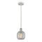 Belfast Mini Pendant shown in the White and Polished Chrome finish with a Clear Crackle shade