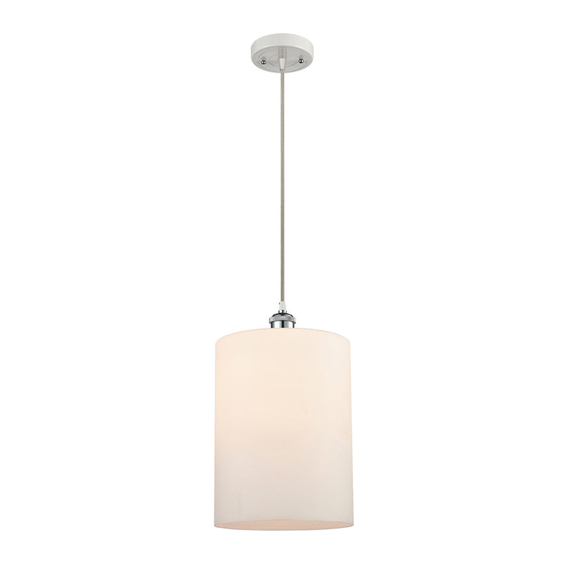 Cobbleskill Mini Pendant shown in the White and Polished Chrome finish with a Matte White shade