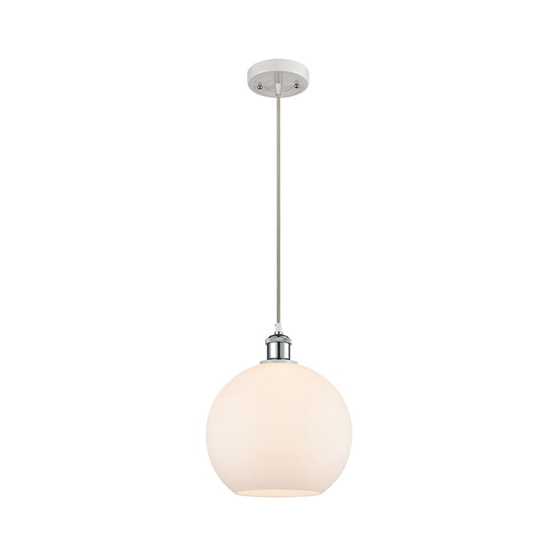 Athens Mini Pendant shown in the White and Polished Chrome finish with a Matte White shade