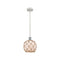 Farmhouse Rope Mini Pendant shown in the White and Polished Chrome finish with a White Glass with Brown Rope shade