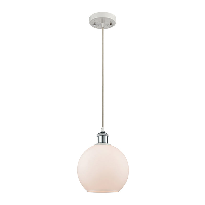 Athens Mini Pendant shown in the White and Polished Chrome finish with a Matte White shade