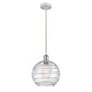 Deco Swirl Mini Pendant shown in the White and Polished Chrome finish with a Clear shade