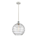 Deco Swirl Mini Pendant shown in the White and Polished Chrome finish with a Clear shade