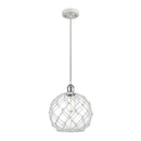 Farmhouse Rope Mini Pendant shown in the White and Polished Chrome finish with a Clear Glass with White Rope shade