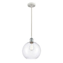 Athens Mini Pendant shown in the White and Polished Chrome finish with a Clear shade