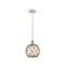 Farmhouse Rope Mini Pendant shown in the White and Polished Chrome finish with a Clear Glass with Brown Rope shade