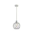 Farmhouse Rope Mini Pendant shown in the White and Polished Chrome finish with a Clear Glass with White Rope shade