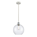 Athens Mini Pendant shown in the White and Polished Chrome finish with a Seedy shade