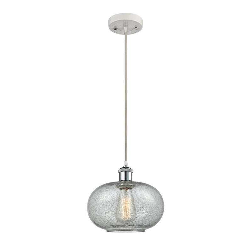 Gorham Mini Pendant shown in the White and Polished Chrome finish with a Charcoal shade