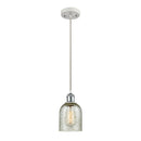 Caledonia Mini Pendant shown in the White and Polished Chrome finish with a Mica shade