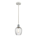 Salina Mini Pendant shown in the White and Polished Chrome finish with a Clear Spiral Fluted shade