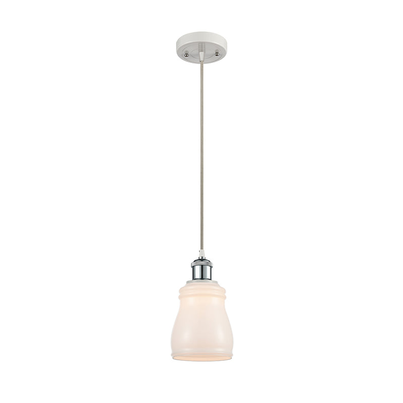 Ellery Mini Pendant shown in the White and Polished Chrome finish with a White shade