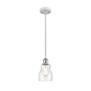 Ellery Mini Pendant shown in the White and Polished Chrome finish with a Seedy shade