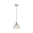 Dayton Mini Pendant shown in the White and Polished Chrome finish with a Clear shade