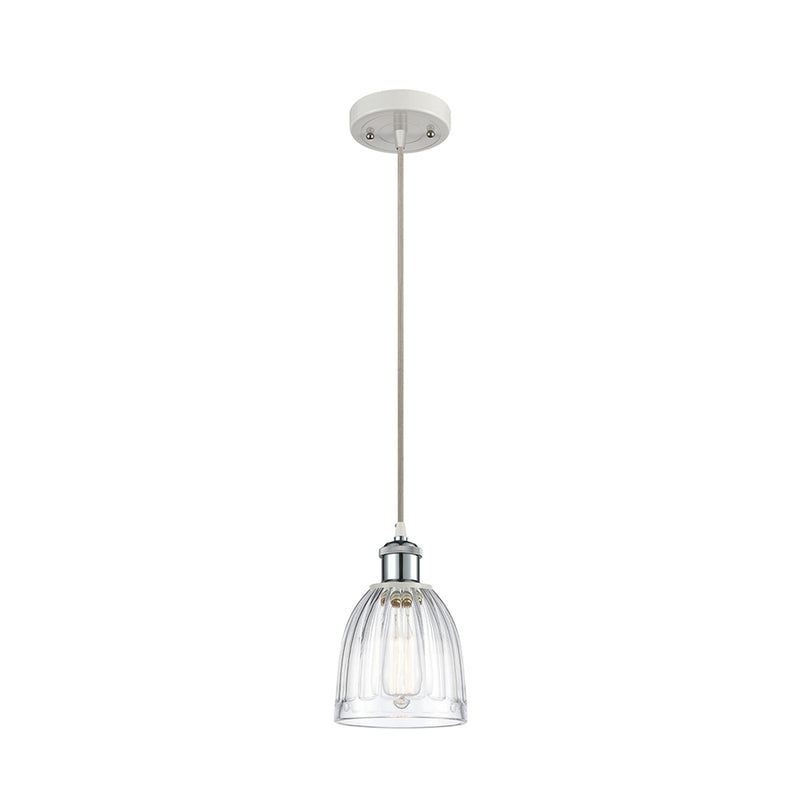 Brookfield Mini Pendant shown in the White and Polished Chrome finish with a Clear shade