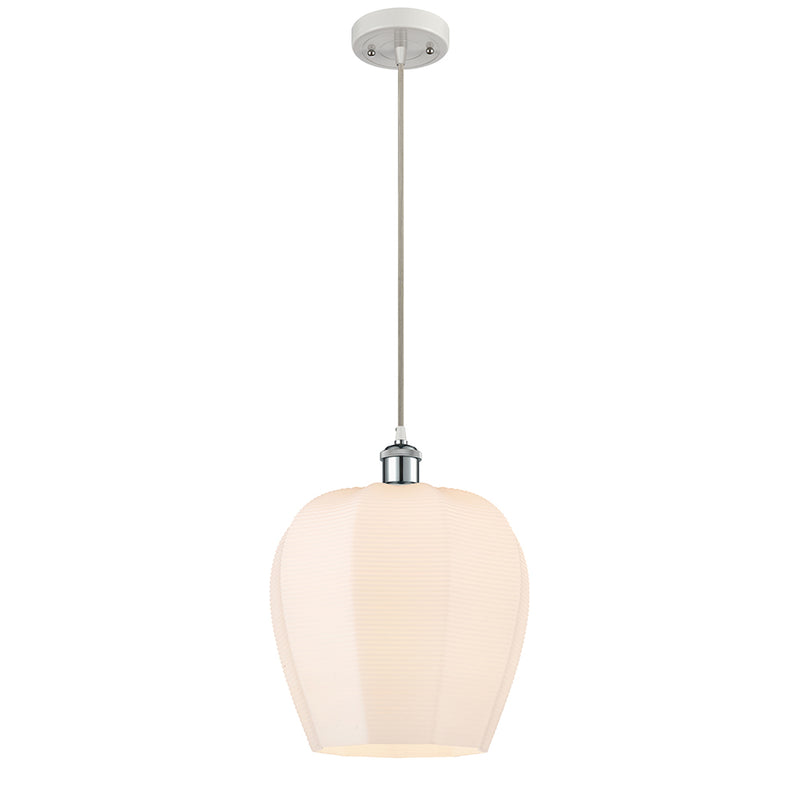 Norfolk Mini Pendant shown in the White and Polished Chrome finish with a Matte White shade