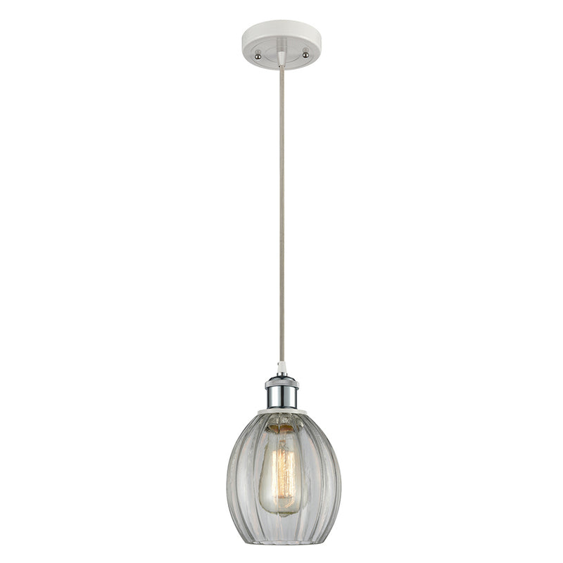 Eaton Mini Pendant shown in the White and Polished Chrome finish with a Clear shade