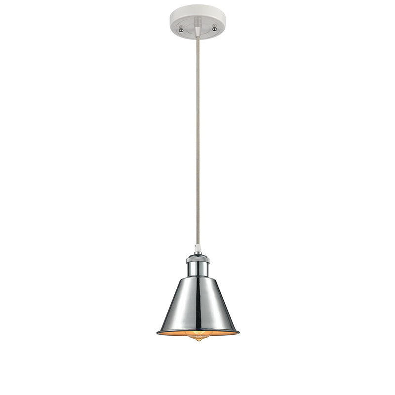 Smithfield Mini Pendant shown in the White and Polished Chrome finish with a Polished Chrome shade