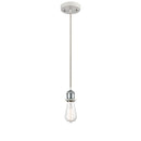 Bare Bulb Mini Pendant shown in the White and Polished Chrome finish