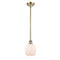 Belfast Mini Pendant shown in the Antique Brass finish with a Matte White shade