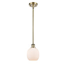 Belfast Mini Pendant shown in the Antique Brass finish with a Matte White shade