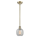 Belfast Mini Pendant shown in the Antique Brass finish with a Clear Crackle shade