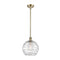 Deco Swirl Mini Pendant shown in the Antique Brass finish with a Clear shade