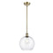 Athens Mini Pendant shown in the Antique Brass finish with a Clear shade