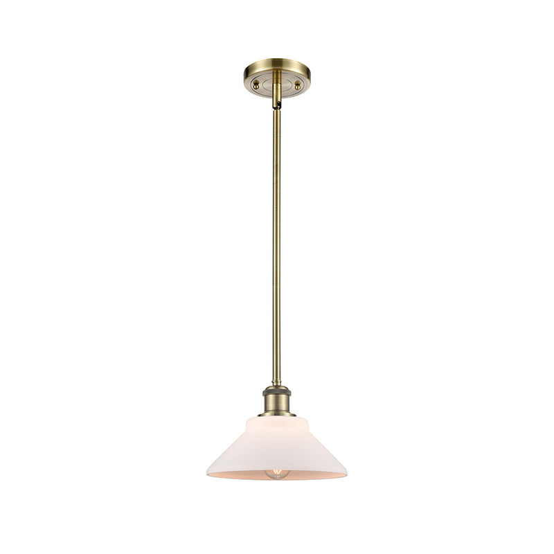 Orwell Mini Pendant shown in the Antique Brass finish with a Matte White shade