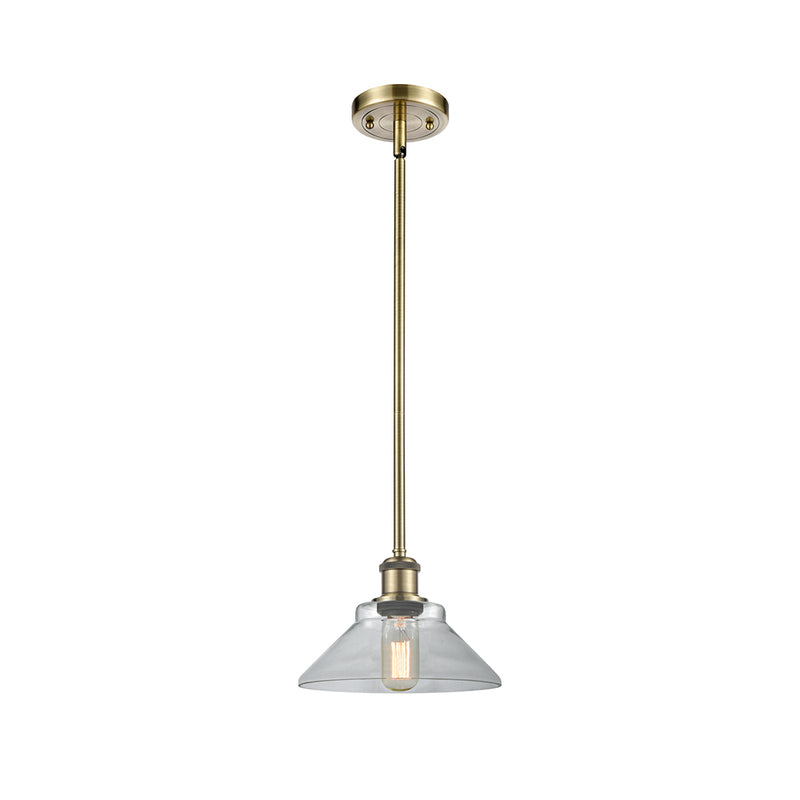 Orwell Mini Pendant shown in the Antique Brass finish with a Clear shade