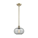 Gorham Mini Pendant shown in the Antique Brass finish with a Charcoal shade